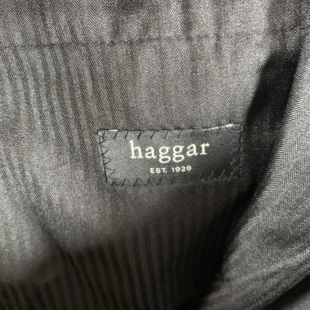 Haggar Dress Pants Mens 38x30 Black Classic Fit Gabardine Work Business
